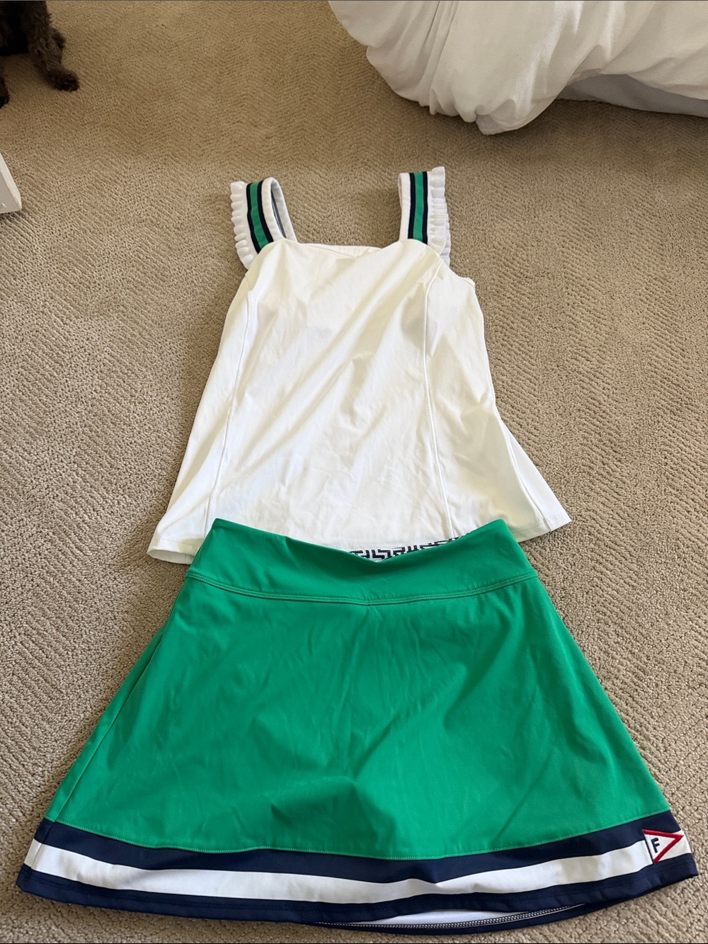 Southern Tide Tennis White Tank with Green Skort